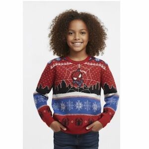 Marvel Spider-Man Ugly‎ Christmas Sweater XL Holiday Knit Red Blue